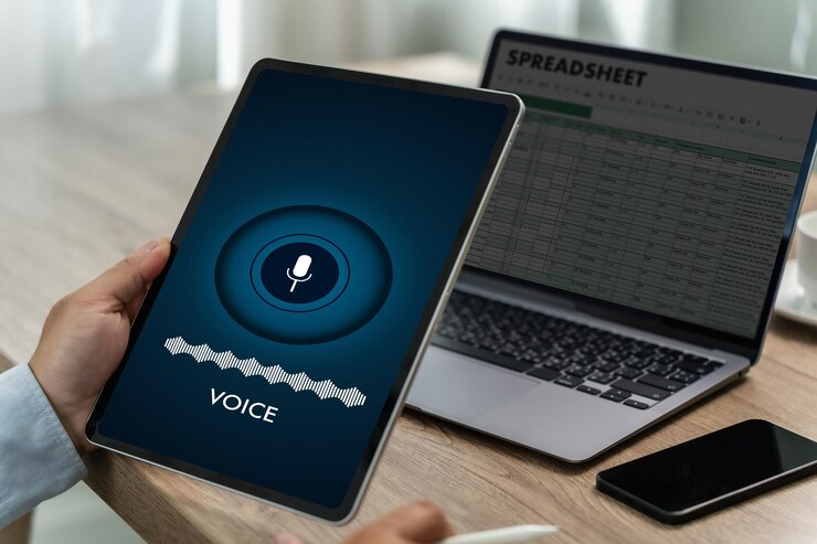voice recording man holding his smartphone screen generates ai technology language communication mobile application record sound 36325 4923
