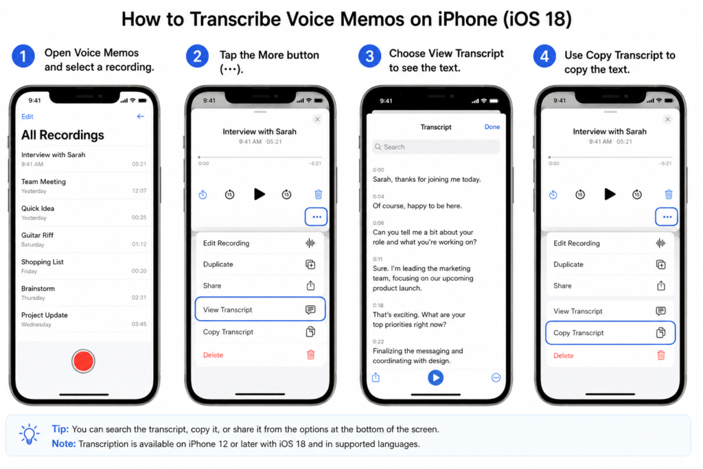 How to Transcribe Apple Voice Memos: iPhone, iPad, and Mac Guide 2 how to transcribe voice memos
