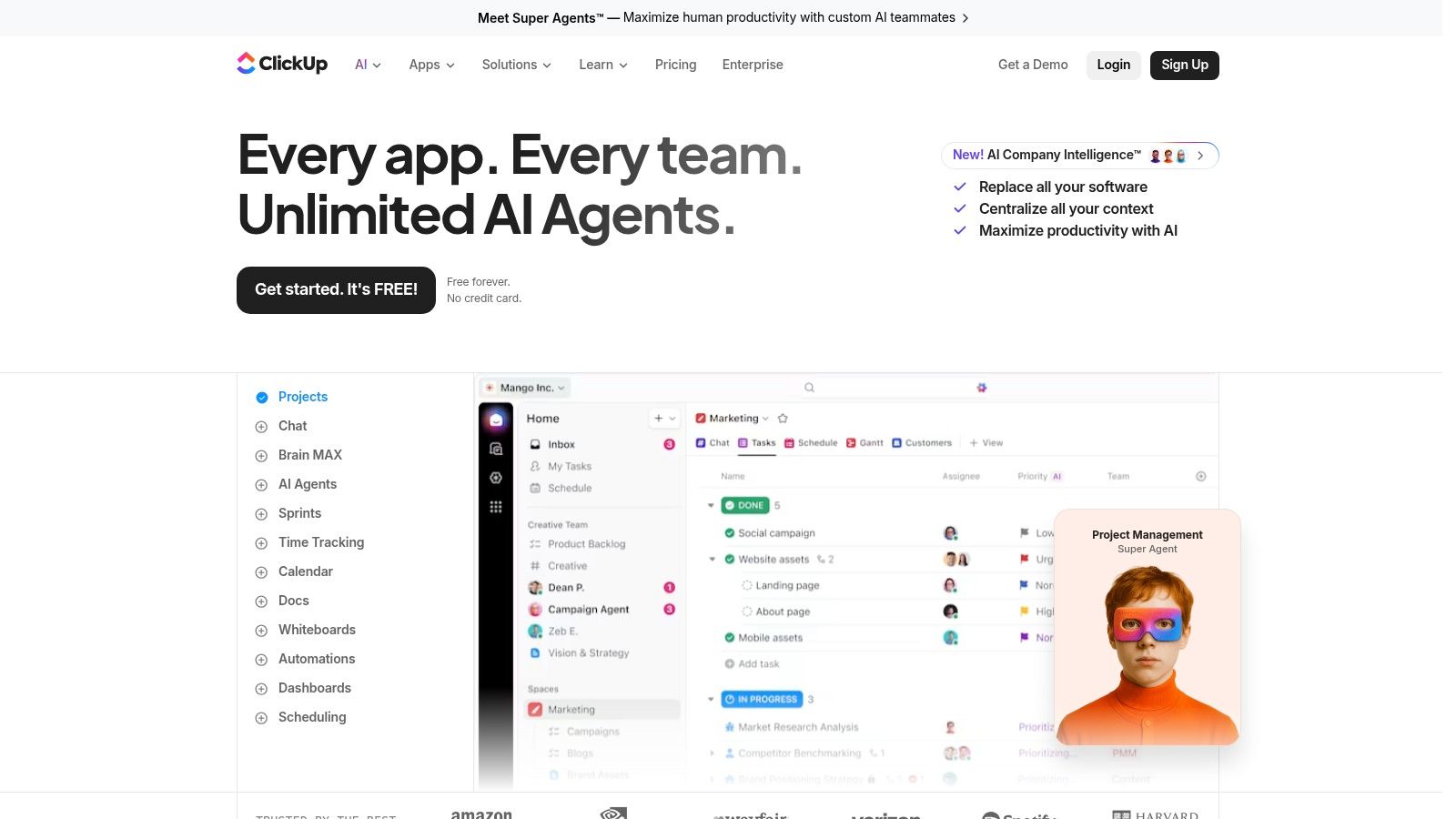 ClickUp with ClickUp Brain (AI)