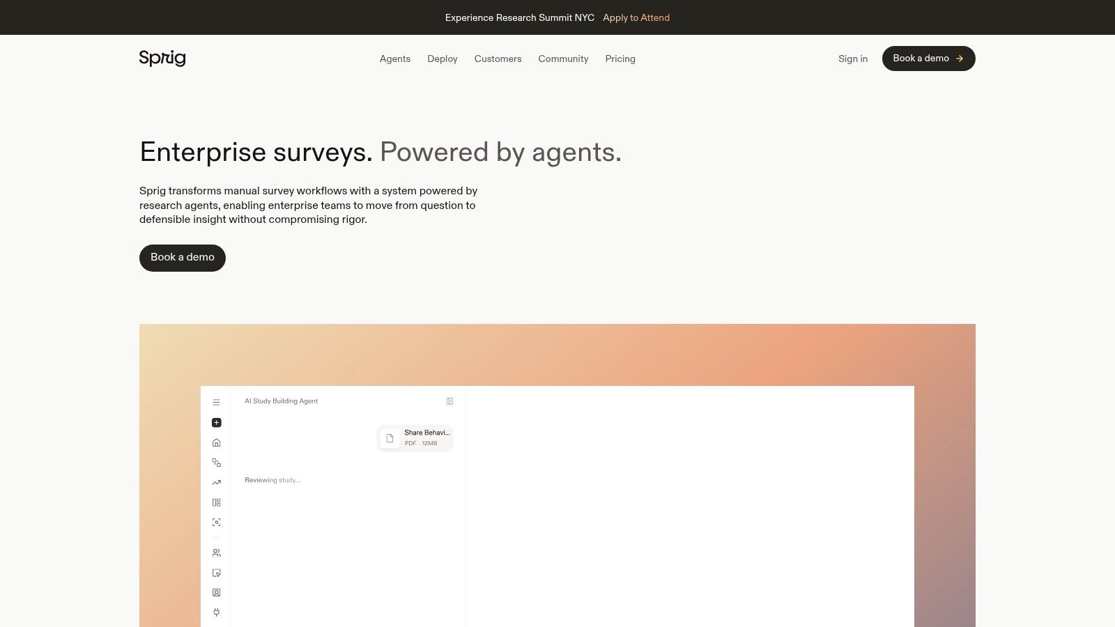 Sprig (In-product research with AI Analysis)