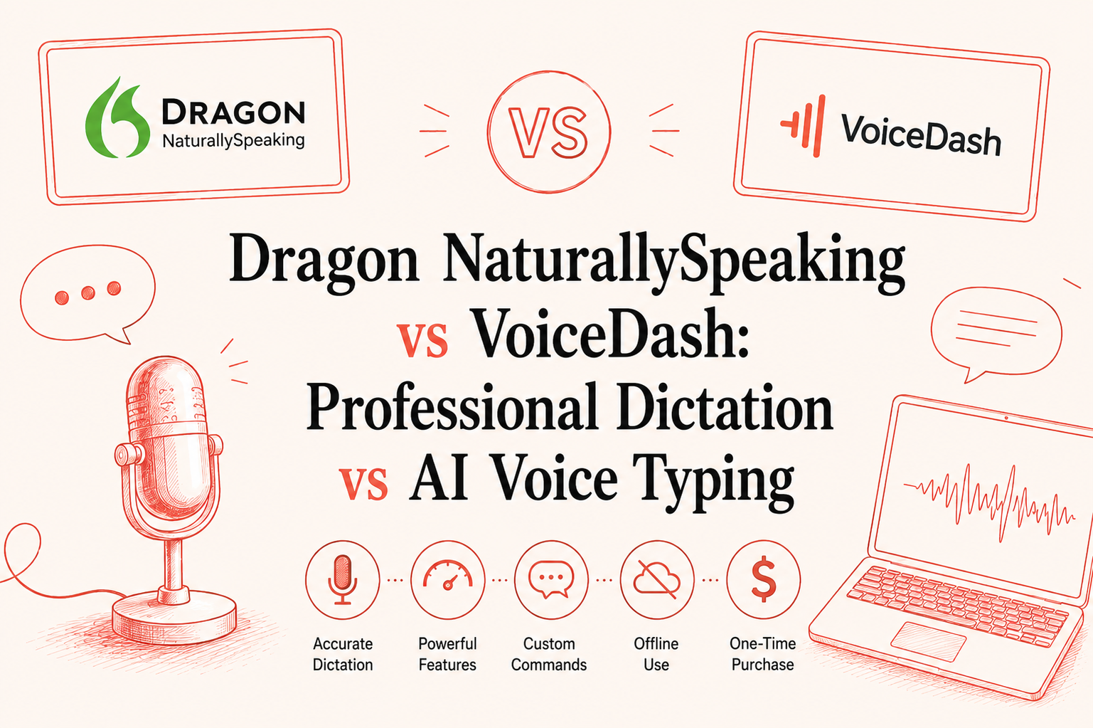 Dragon NaturallySpeaking vs VoiceDash: Professional Dictation vs AI Voice Typing