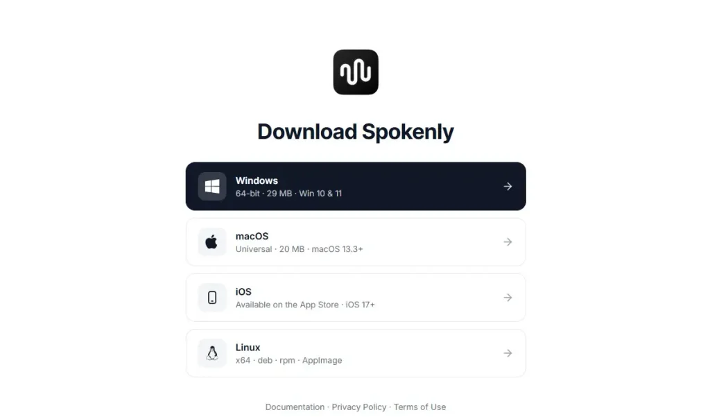Spokenly vs VoiceDash (2026): Offline Dictation or Cross-Platform Voice-to-Text? 11 Spokenly download page