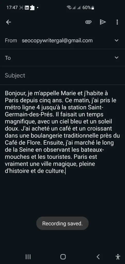 Spokenly vs TalkType Compared: Features, Pricing & Smart Alternatives 6 Spokenly vs TalkType VoiceDash French Test