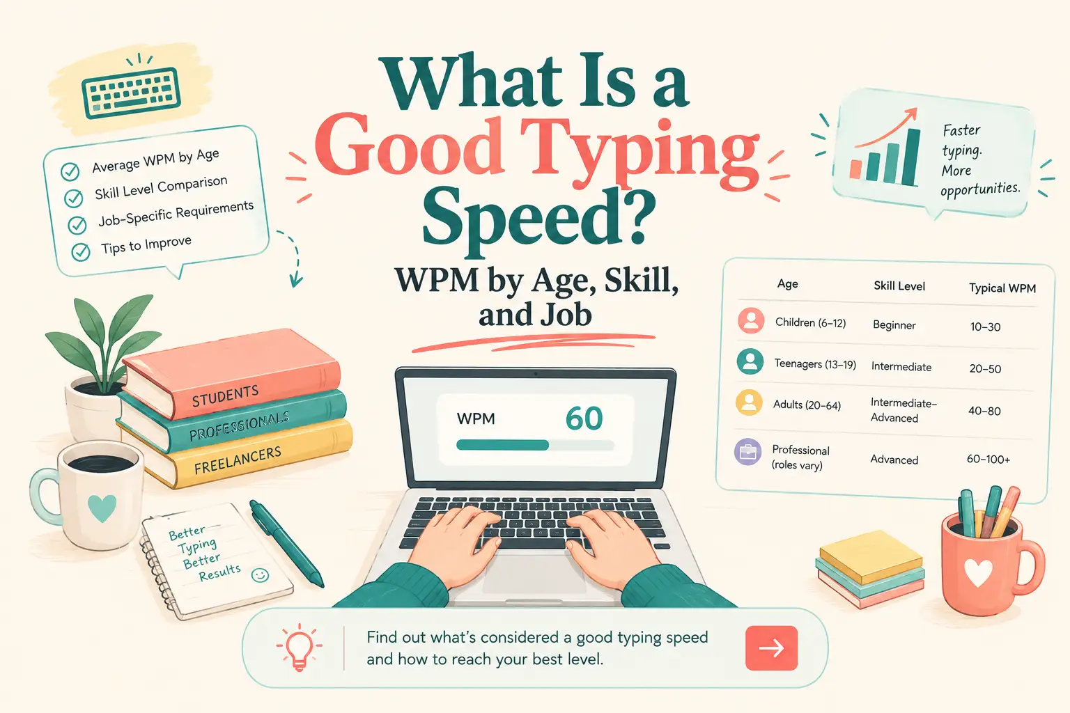 What Is a Good Typing Speed? WPM by Age, Skill, and Job 1 good typing speed