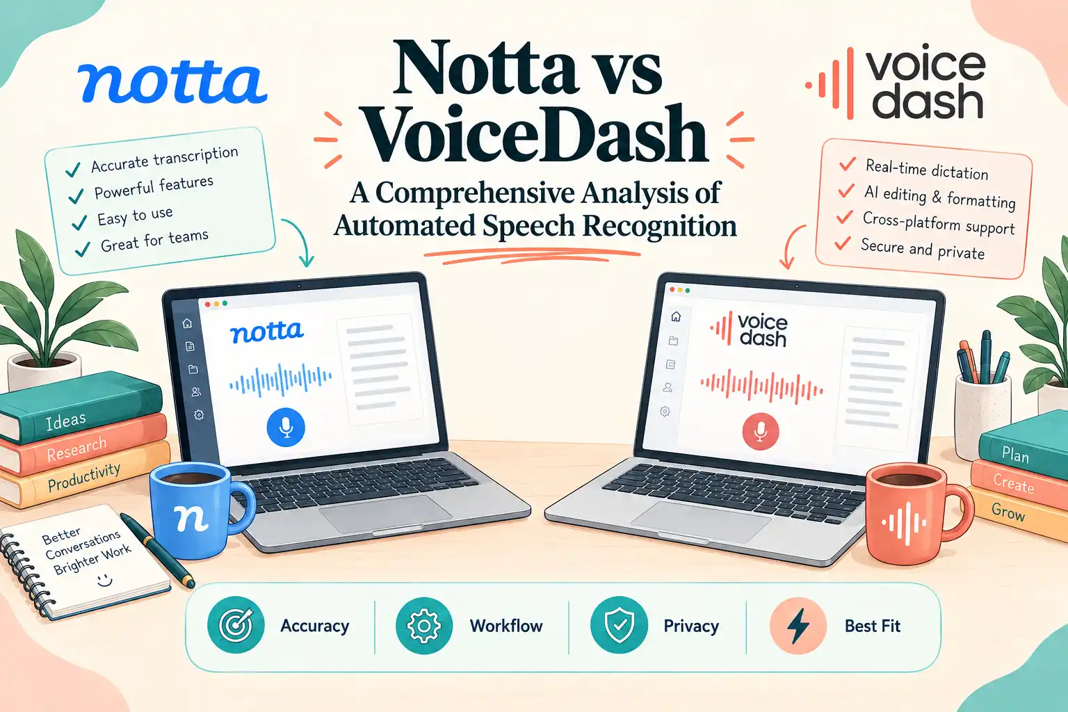 Notta vs VoiceDash: Meeting Transcription or AI Dictation 1 notta vs voicedash