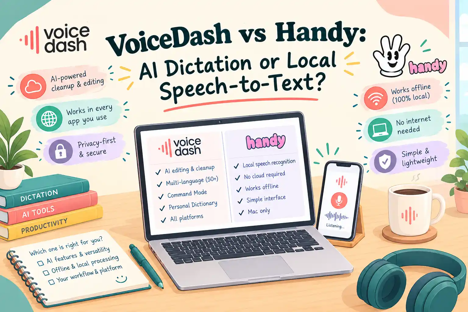 VoiceDash vs. Handy: Evaluating Cloud AI Dictation Against Local Speech-to-Text 1 voicedash vs handy