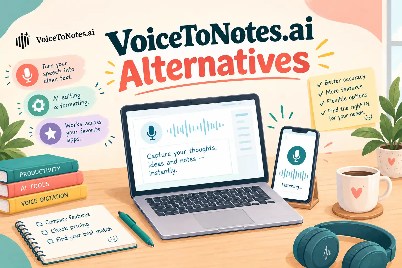 VoiceToNotes.ai Alternatives (2026): Workflow, Privacy, and Pricing Comparison 1 voicetonotesai.alternatives