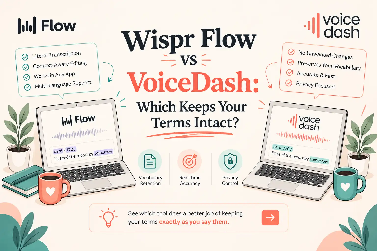 Wispr Flow vs VoiceDash (2026): Which Keeps Your Terms Intact? 1 wisprflow vs voicedash1
