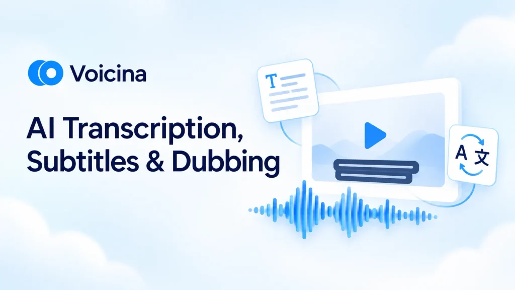 Voicina: AI Transcription, Subtitles, Translation and Dubbing 5 AI transcription subtitles dubbing