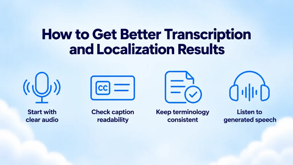 Voicina: AI Transcription, Subtitles, Translation and Dubbing 11 Better Transcription and Localization