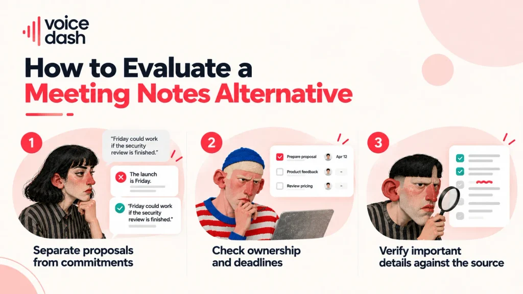 tl;dv vs VoiceDash: Meeting Notes & Dictation 5 Evaluate Meeting Notes Alternatives